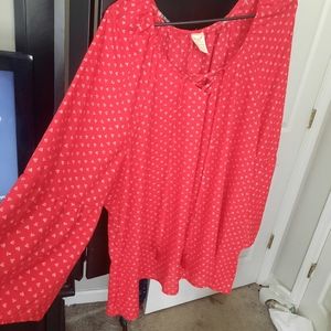 Red Bell Sleeve Thin Shirt